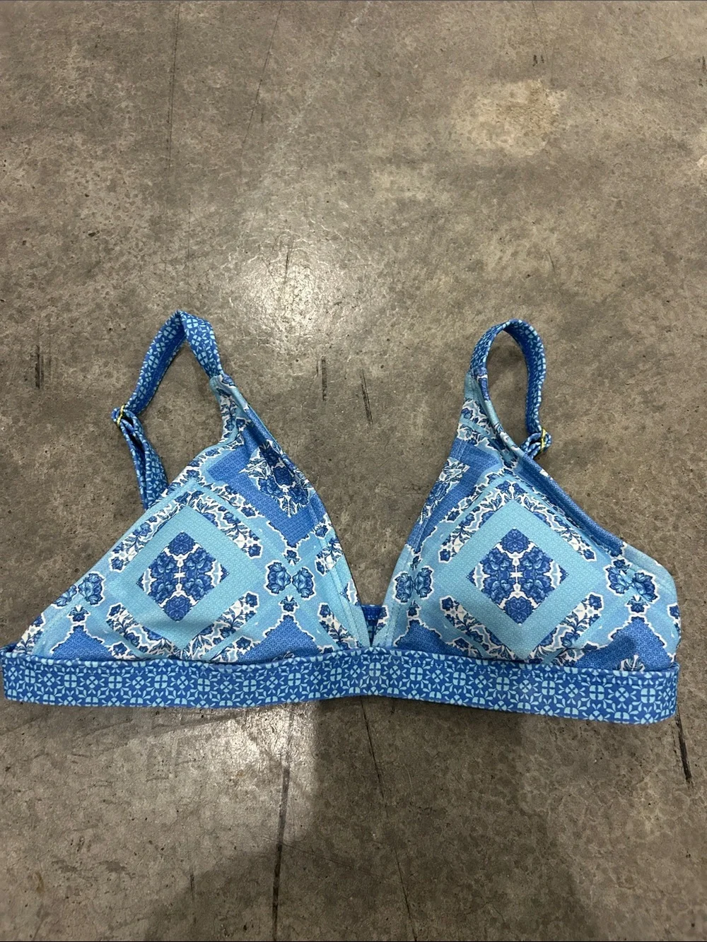 Cabana Life Girls Blue & Teal Patterned Swim Bikini Tops